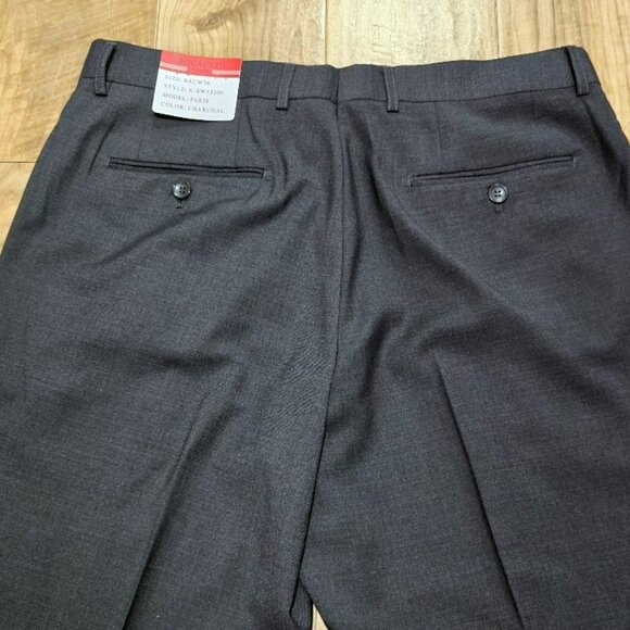 New Bocaccio Uomo Dress Pants 36 Mens Gray Flat Front Unhemmed Paris Trousers - Picture 8 of 11